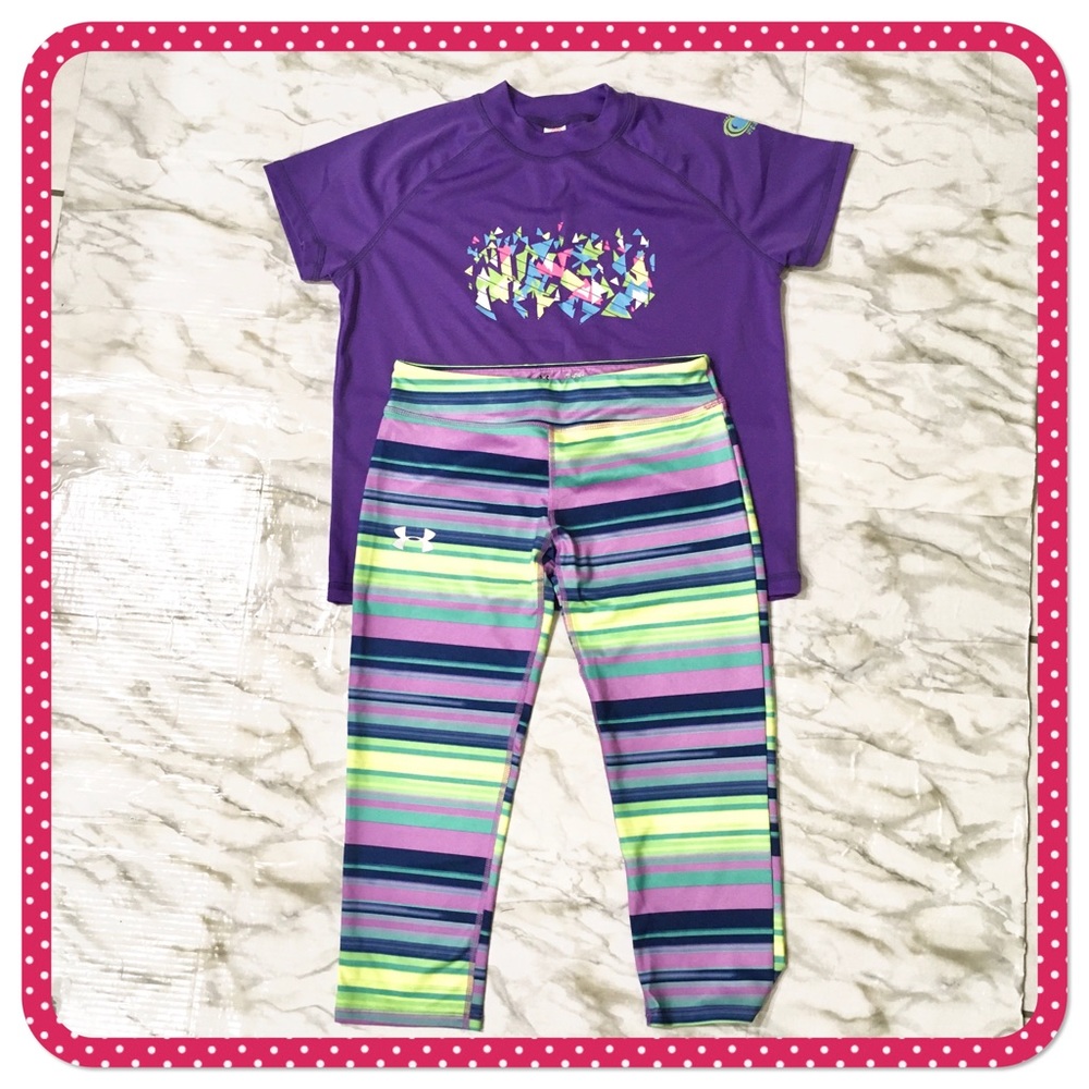💝 UNDER ARMOUR/LAGUNA 💝shirt and capri leggings for youth size Youth Large